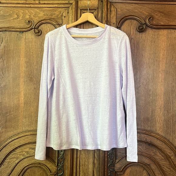 Eileen Fisher Organic Linen Jersey Crewneck Long Sleeve Tee - Picture 4 of 13